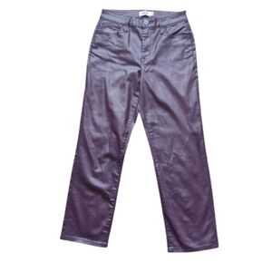 NEW‎ Edgely Waxed  Pants Slim Straight Ankle High-Rise 10 Merlot Burgundy